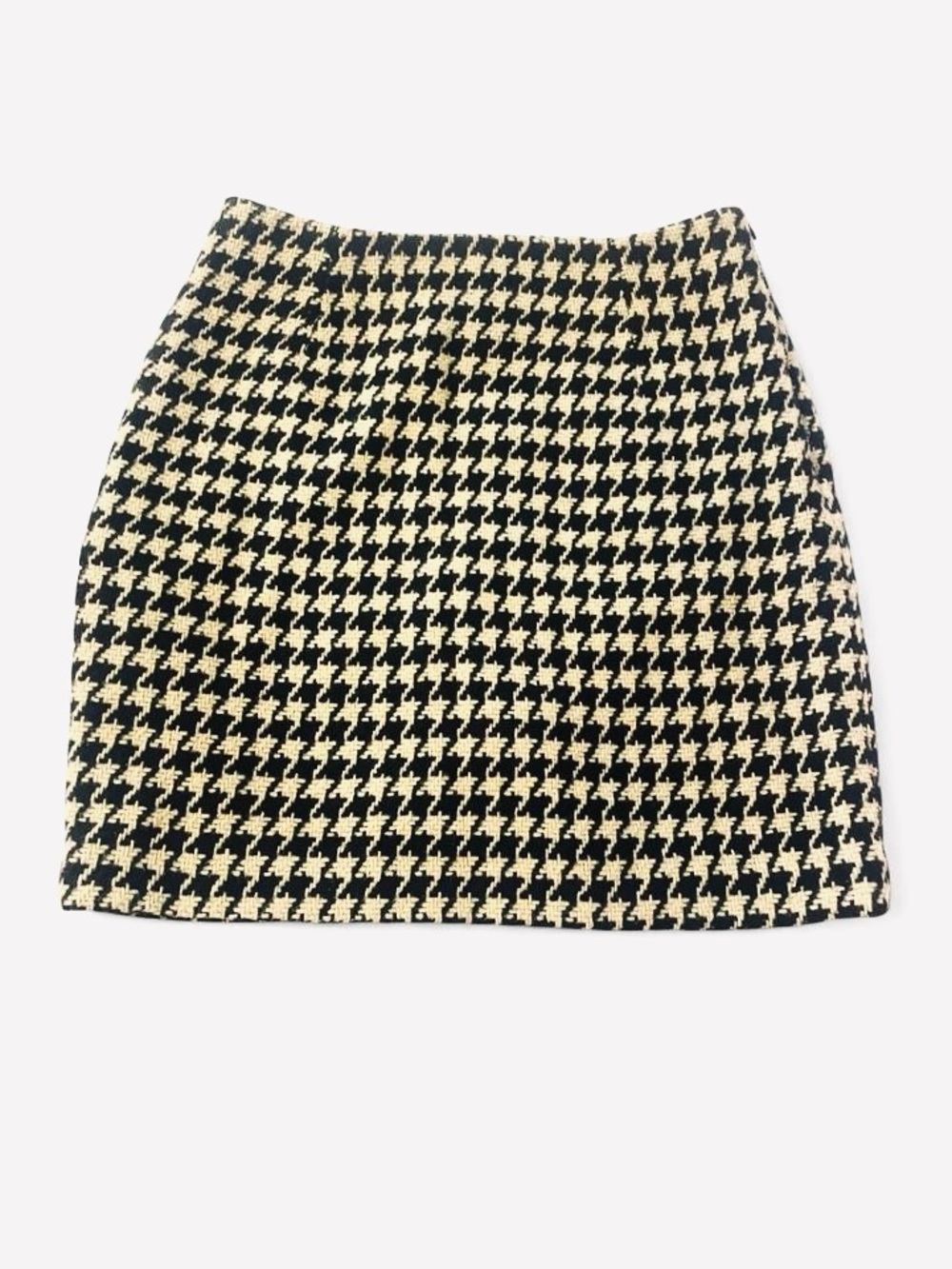 Anine Bing Marie Houndstooth Wool Blend Mini Skirt Black Cream Size XS